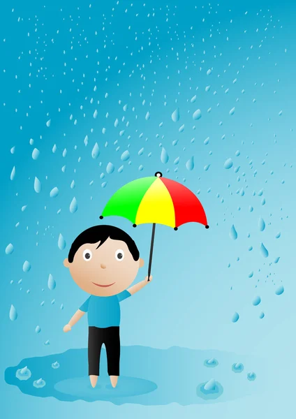 Menino com um guarda-chuva —  Vetores de Stock