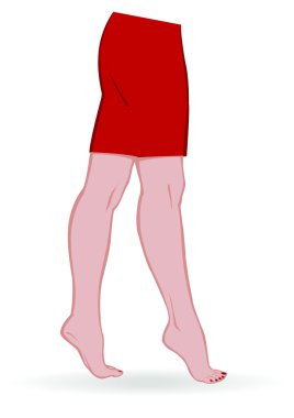 Vector illustration female feet and a red skirt clipart