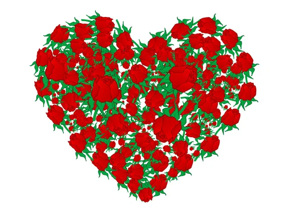 Vektor illustration hjärtat från röda rosor — Stock vektor