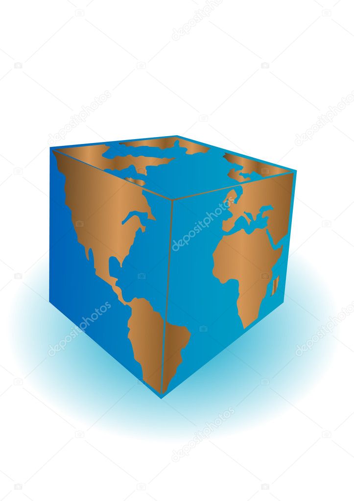 Vector illustration a planet the earth cubed