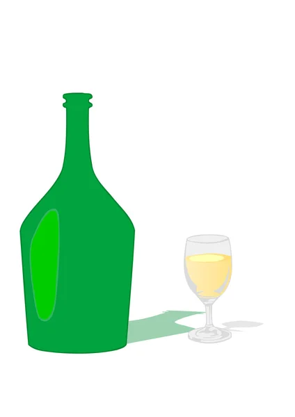 Vektör çizimi ve bir şişe içki ile cam bir — Stok Vektör
