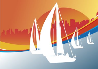 Sailing boat regate vector background clipart