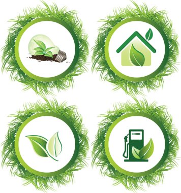 Ecology web push button icons vector clipart