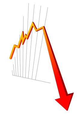 Business chart with down line clipart