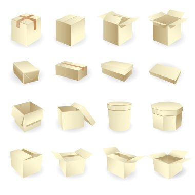 Blank boxes. Box package vector clipart