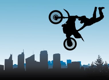 Mountain bike and biker in action vector clipart