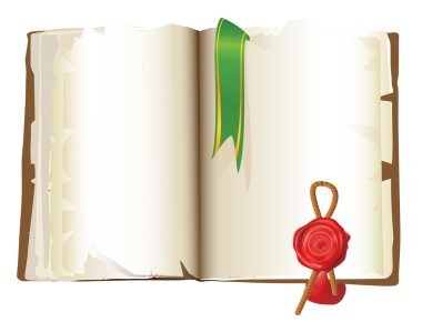 Open vintage Book with bookmark clipart