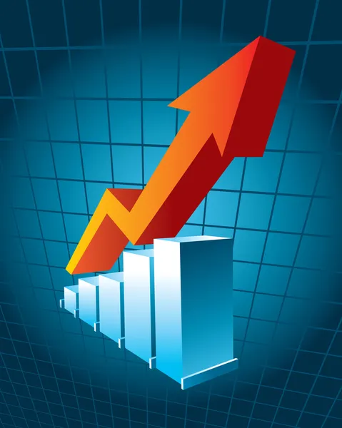 Gráfico de Negocio con flecha mostrando beneficio — Vector de stock