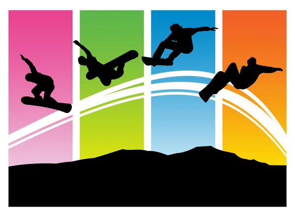 Snowboarder with snowboard — Stock Vector
