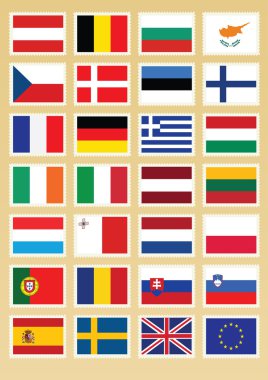Avrupa Birliği pul vektör bayrakları kümesi