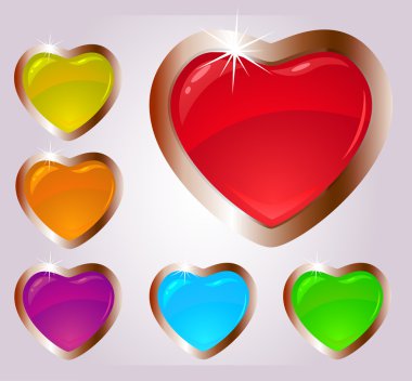 Colorful heart shaped glass vector clipart