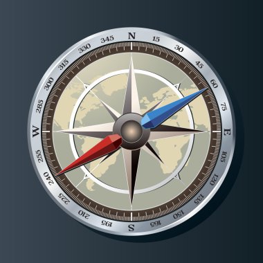 Silver compass background vector clipart
