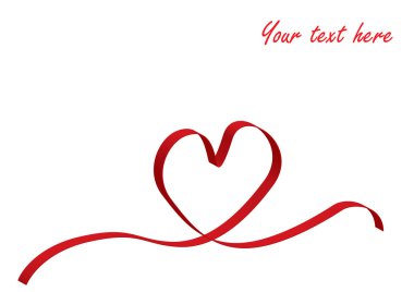 Red love heart ribbon clipart