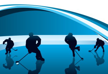 Hockey players with reflection vector clipart