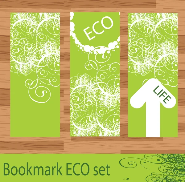 Green floral eco bookmark vector — Stock Vector