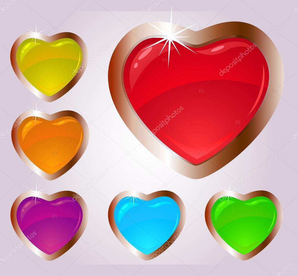 Colorful heart shaped glass vector