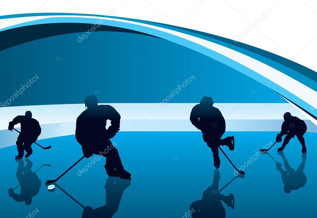 Hockey players with reflection vector