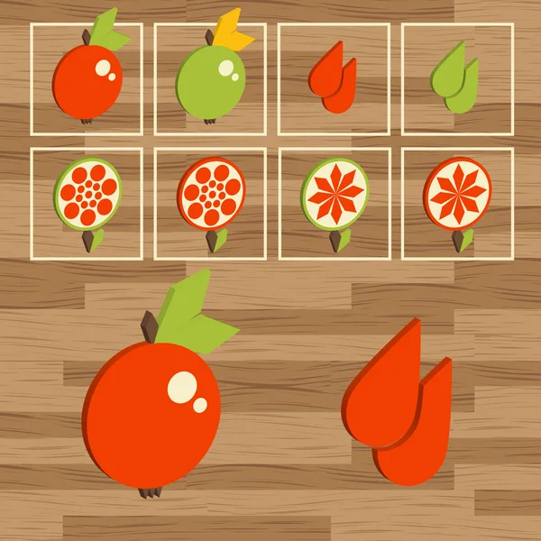 Manzana botón conjunto vector — Vector de stock