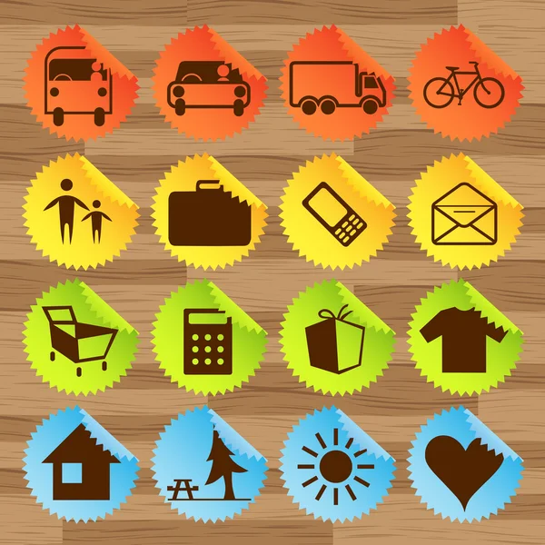 Etiquetas de ícones - transporte, turismo — Vetor de Stock