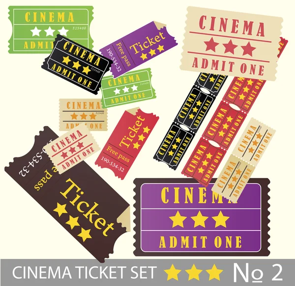 Biglietti del cinema vintage per il cinema — Vettoriale Stock
