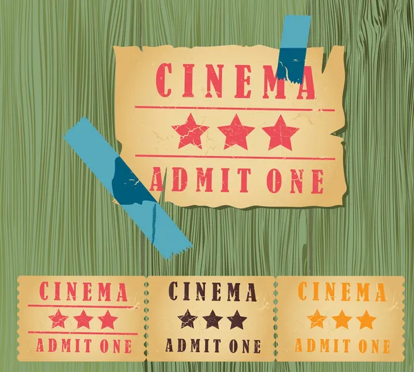 Biglietti del cinema vintage per il cinema — Vettoriale Stock