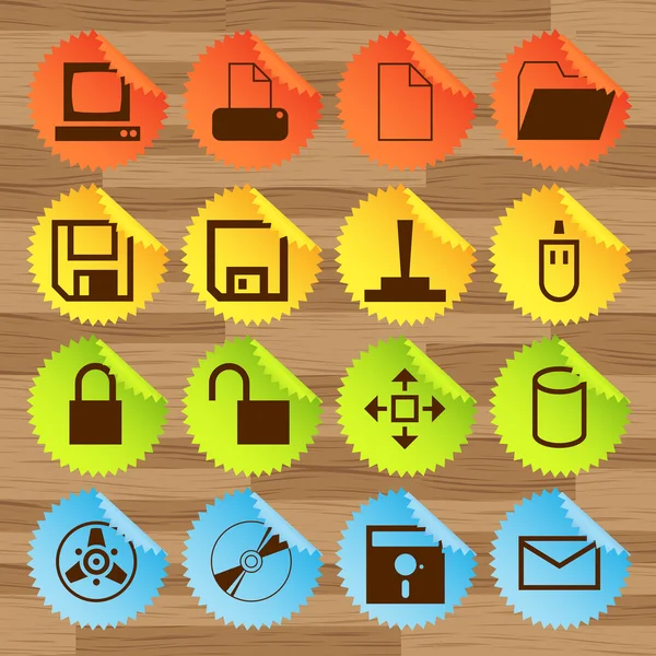 Bureau icône bouton vecteur set autocollants — Image vectorielle
