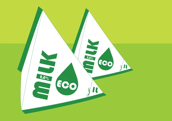 旧样式奶包生态牛奶。金字塔 — 图库矢量图片