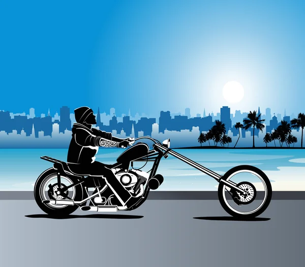 Rocker ile Chopper motosiklet vektör — Stok Vektör