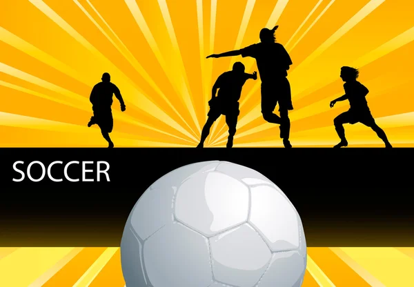 Jugadores de acción de fútbol con vector de pelota — Archivo Imágenes Vectoriales