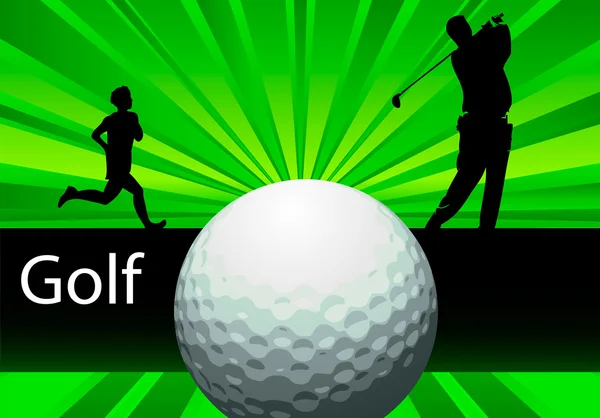 Golfbal en golfer met vuurwerk — Stockvector