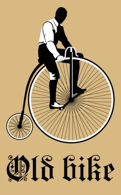 Vintage Bicycle illustration with man clipart