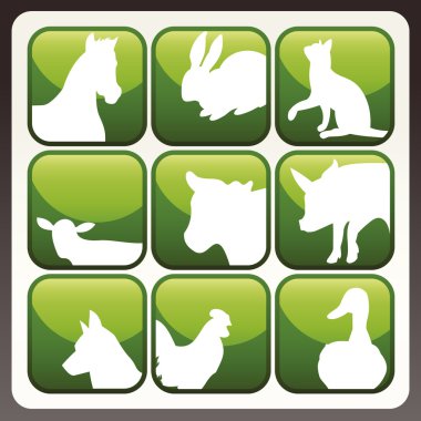 Farm animals vector icon button set clipart