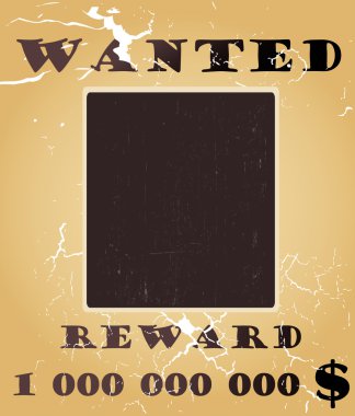 Old west wanted poster vector background with photo space clipart