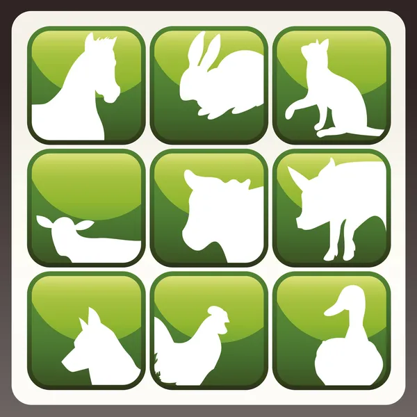 Farm állatok vector ikonkészlet gomb — Stock Vector
