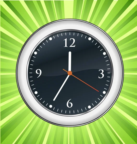 Wall clock green burst vector background — Stock Vector