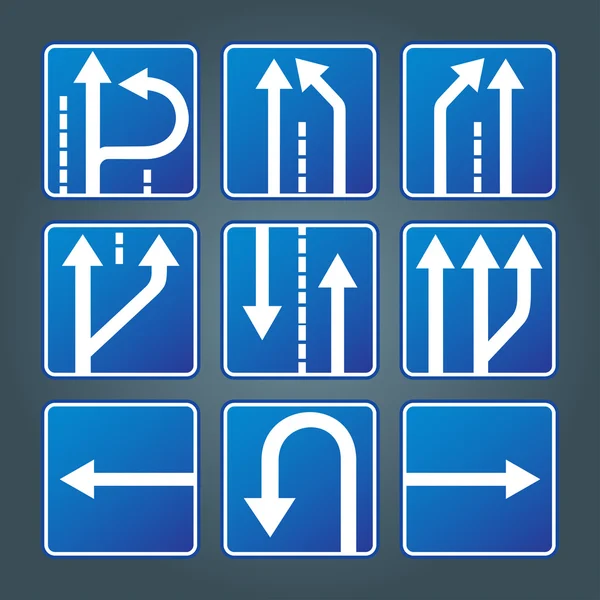 青い軸の方向のトラフィック署名コレクション ベクトル — ストックベクタ