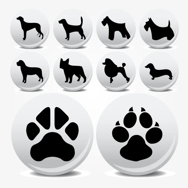 Colección de animal pie huellas iconos vectoriales — Vector de stock