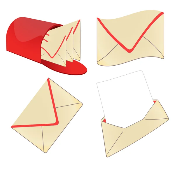 Envelopes vetor isolado em branco — Vetor de Stock