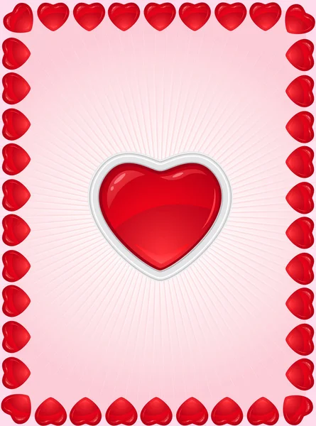 Vektor srdce pozadí v červené barvě — Stockový vektor
