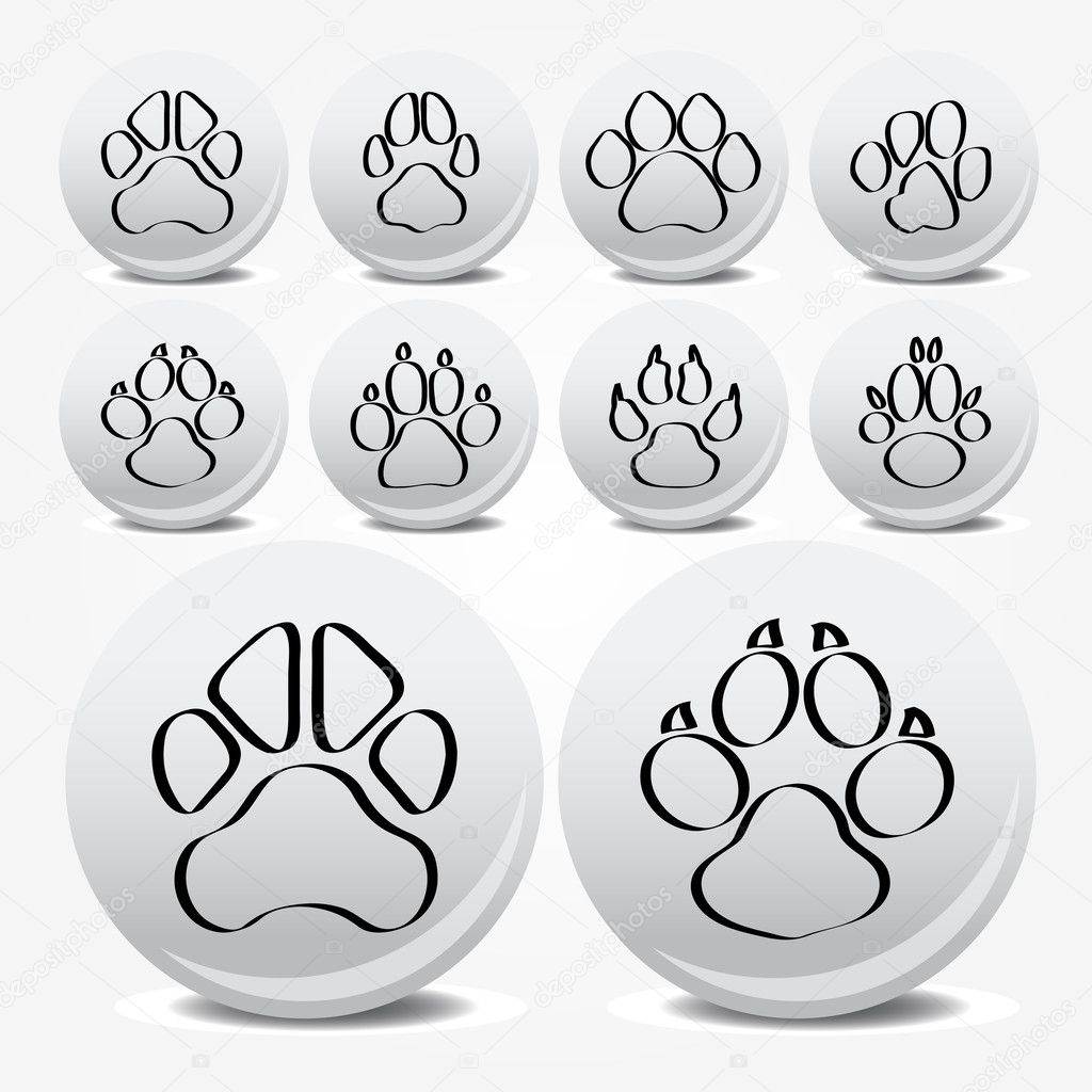 Collection of animal foot prints vector icons