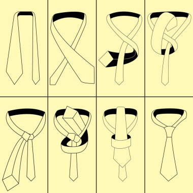 Instructions how to tie a tie clipart