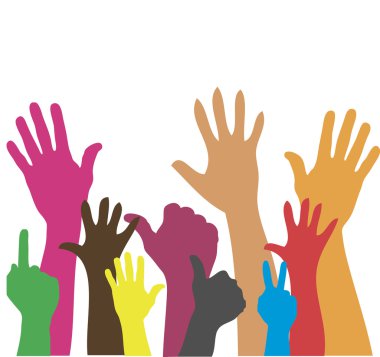 Hands up colorful background clipart