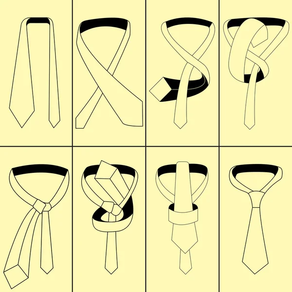 指示ネクタイを結ぶ方法 — ストックベクタ