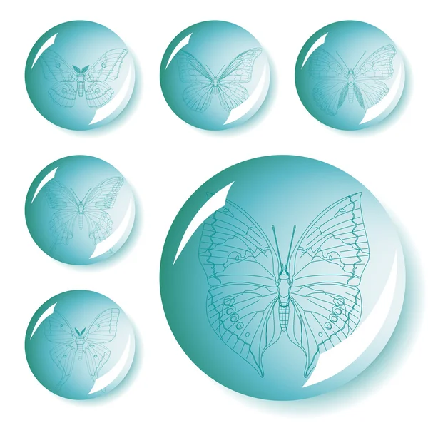 Набір кнопок метеликів — стоковий вектор