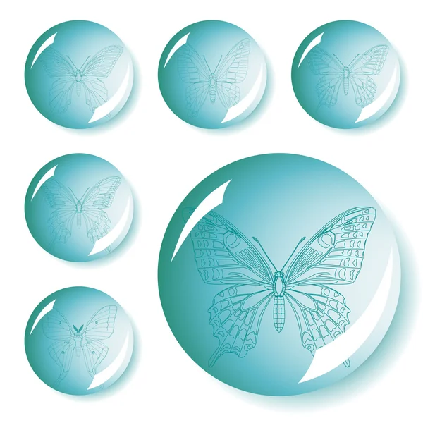 Ensemble de boutons papillons — Image vectorielle