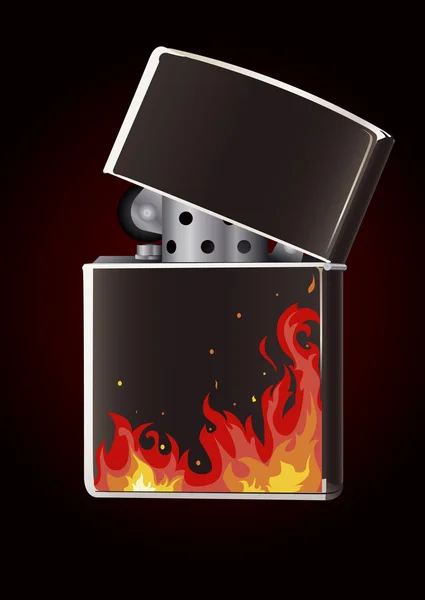 Briquet avec flamme — Image vectorielle