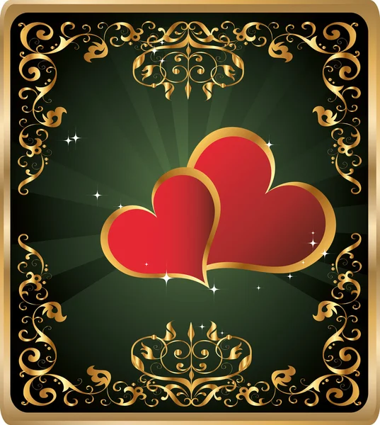 Vertical vintage background with hearts for Book cover — Stock Vector