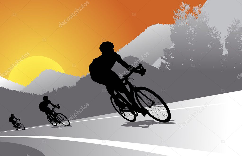 Biker silhouette vector background