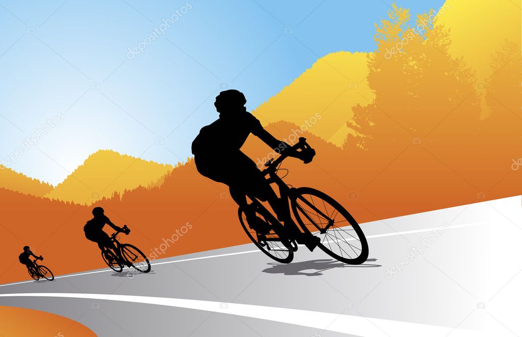 Biker silhouette vector background