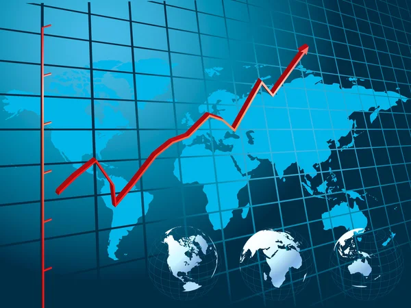 Gráfico de negócios com seta mostrando lucros e ganho — Vetor de Stock
